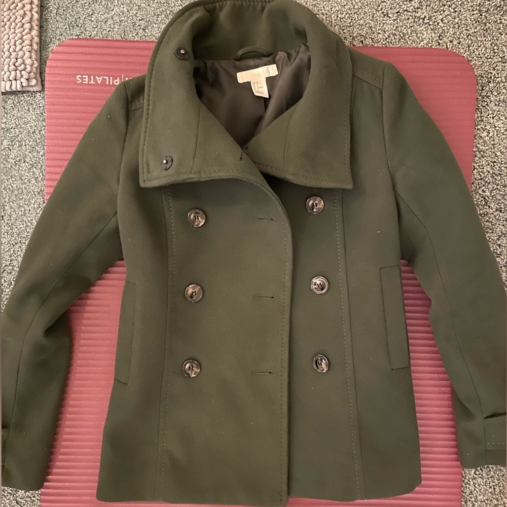 H&M Olive Trench Coat Size 4
